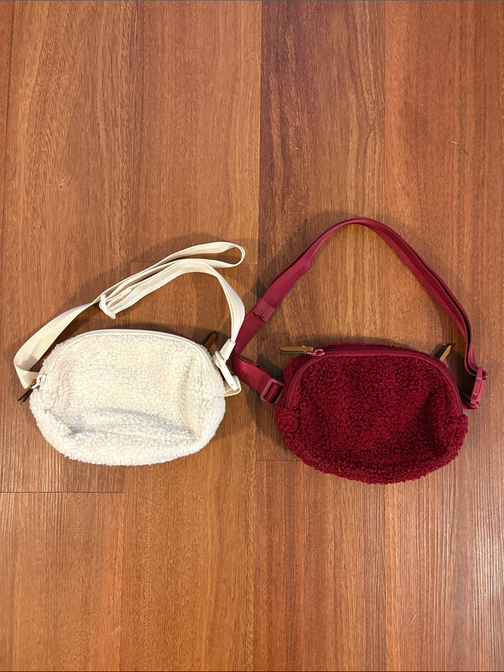 Vera Bradley Sherpa Belt Bag Bundle of 2 — Cream & Burgundy Fanny Pack Crossbody